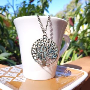 Round Large Oxidized Bronze Tree Necklace